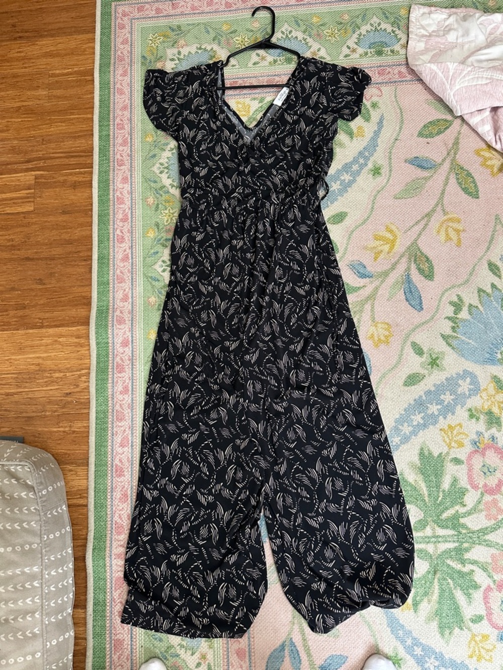 Women’s Black Printed Wide-Leg Jumpsuit - MATERNITY / bump friendly!